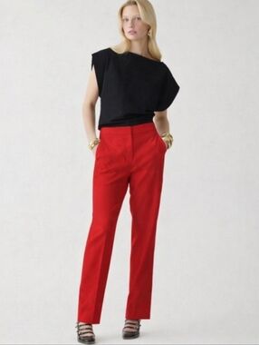 J.Crew Kate Pants Red Ankle Slim Fit Tailored Career Chic Statement Trouser